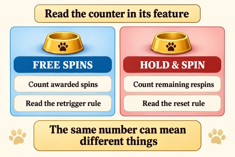 A comparison explains awarded-spin counts versus remaining-respin counts and their different continuation rules.